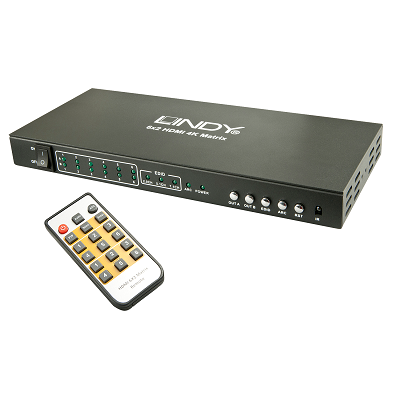 LINDY 38148 - 6x2 HDMI 2.0 10.2G Matrix Switch with PiP