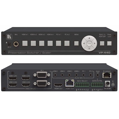Kramer VP-440 Compact 6−Input Presentation Switcher,Scaler with HDBaseT and HDMI Simultaneous Outputs